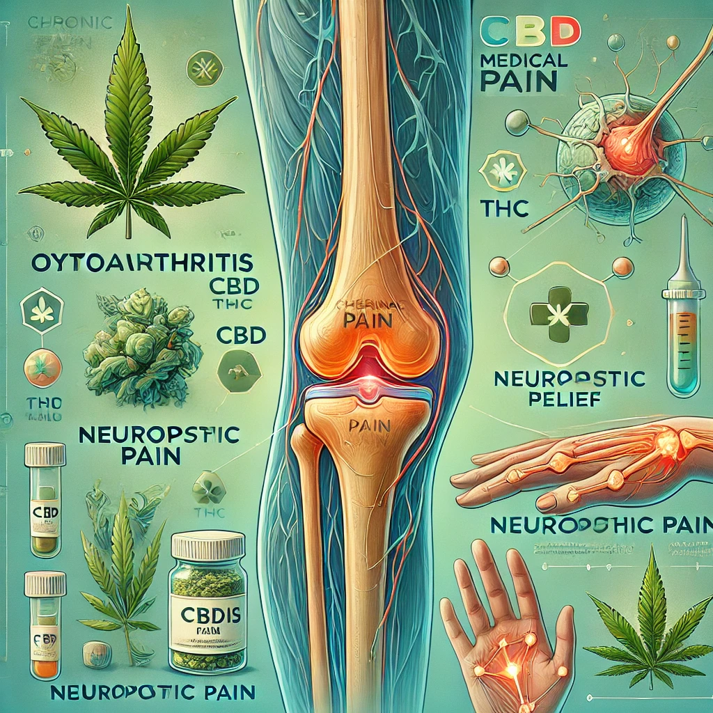 กัญชาทางการแพทย์ถูกนำมาใช้เพื่อบรรเทาอาการปวดเหล่านี้ โดย THC และ CBD